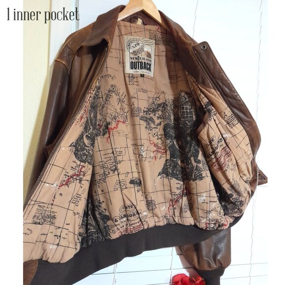 Vintage Men's  Brown Leather Flight Jacket Rugged New Zealand Outback   XL - Picture 2 of 10